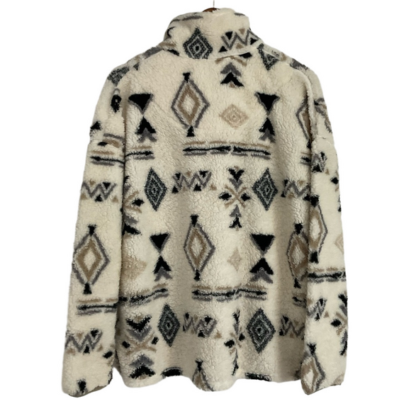 Warm & Cozy Lifestyle by Proof - Aztec Sherpa 1/4 Zip Pullover Jacket Size Large - Picture 2 of 5